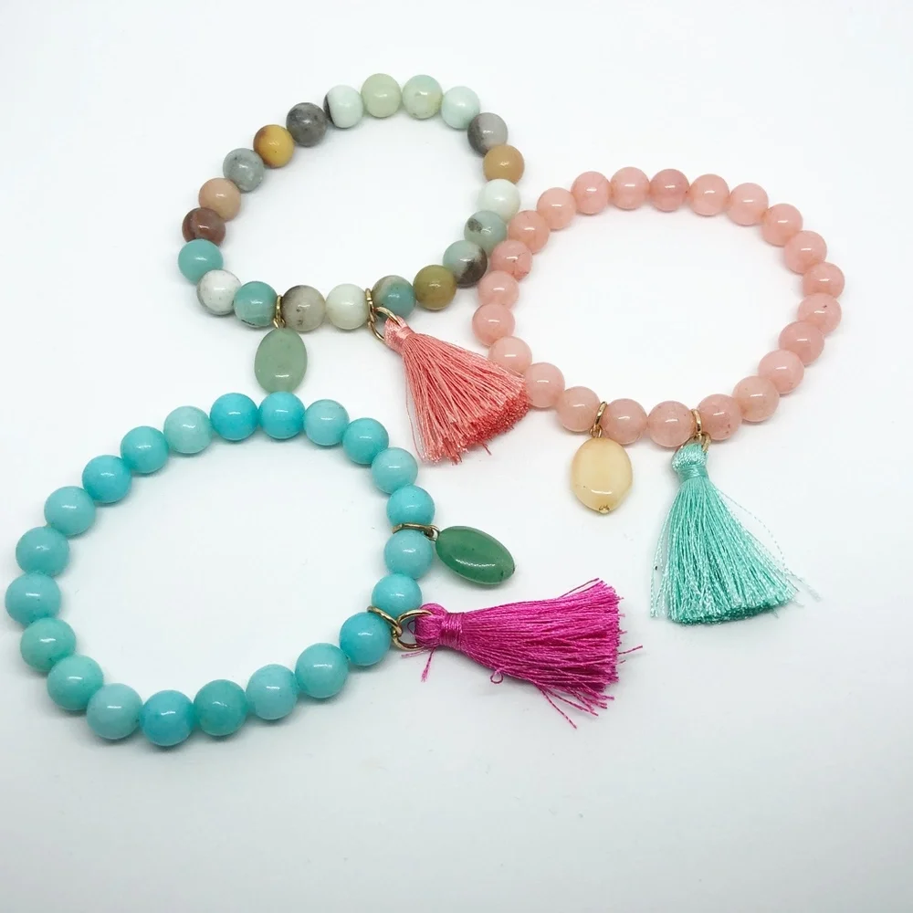 Beaded Charm Tassel Bracelets